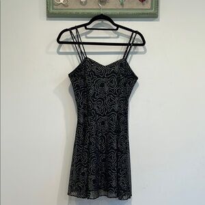 Vintage All the Jazz glitter swirl art printElegant Black Women mini prom dress